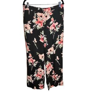White House Black Market Women's Floral Pink Wide Leg Pants Size 12
